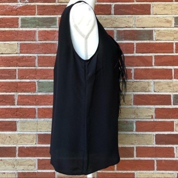 Talbots Ostrich Feather NWT Sequin Silk Black Sheer Sleeveless Blouse 👚 - Picture 3 of 12